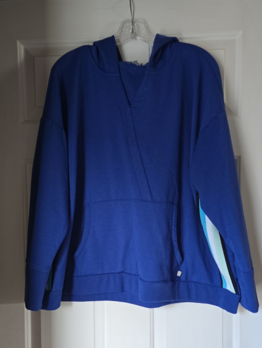 Talbots Royal Blue Hooded Pullover with Side Stripe